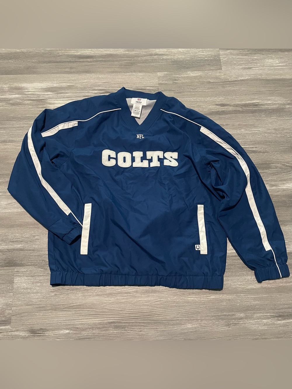 Indianapolis Colts NFL Team Apparel Pullover Windbreaker Jacket Blue Adult Large